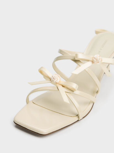 Kelis Rose-Bow Strappy Heeled Mules, Beige, hi-res