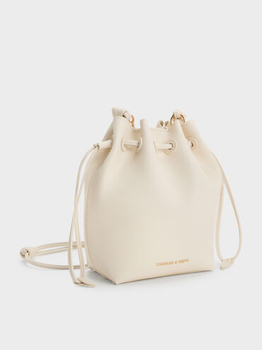 Hanya Drawstring Bucket Bag, Cream, hi-res