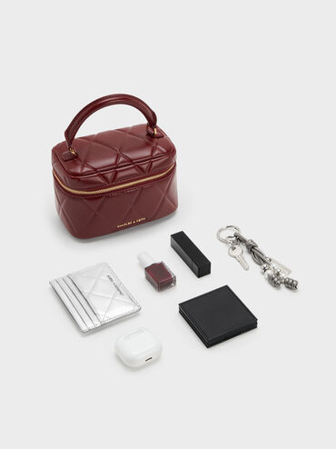 Túi cầm tay Arwen Quilted, Đỏ burgundy, hi-res