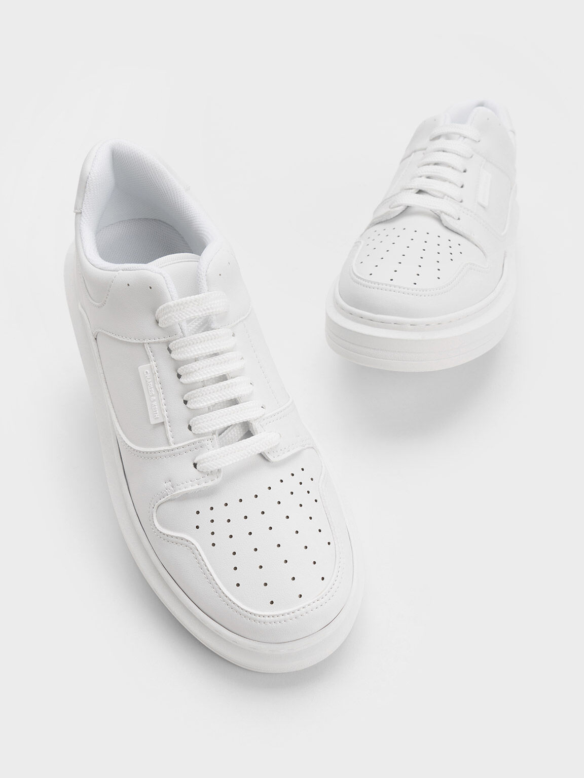 Giày sneakers cổ thấp Gem-Embellished Platform, Trắng, hi-res