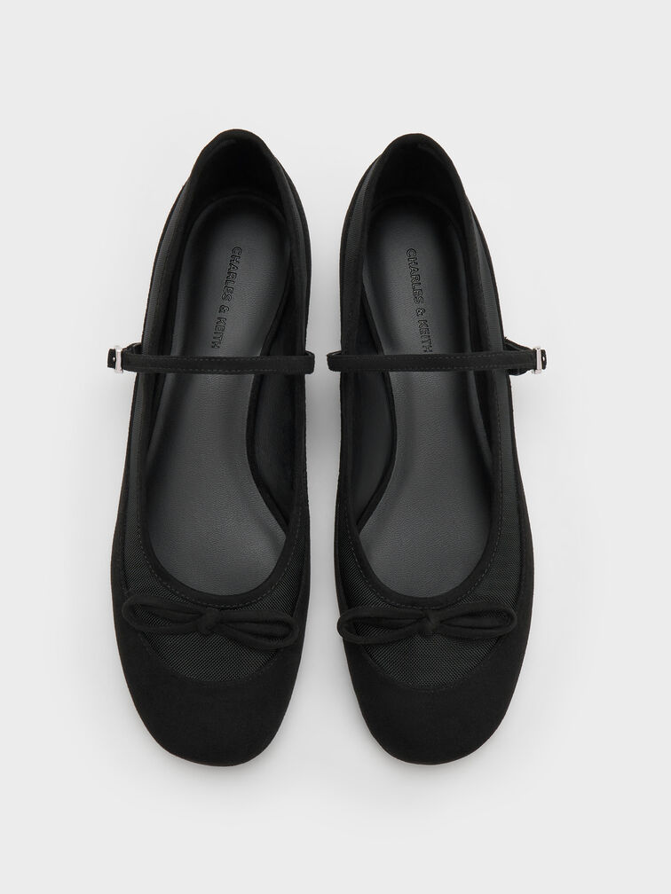 Mulligan Faux Suede & Mesh Mary Janes, Black Textured, hi-res