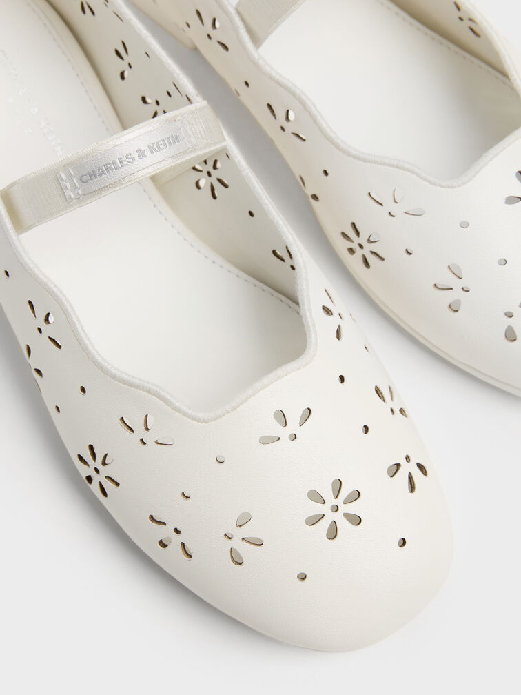 Gi&agrave;y b&uacute;p b&ecirc; b&eacute; g&aacute;i Floral, Trắng, hi-res