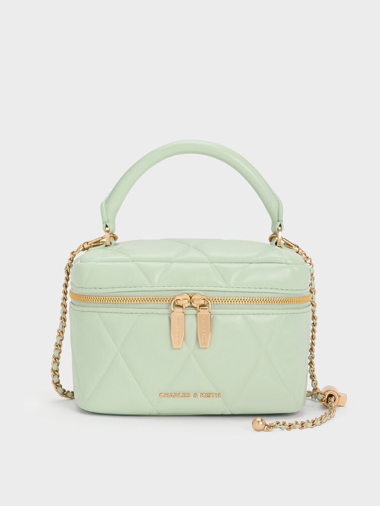 Arwen Quilted Top Handle Vanity Bag, Mint Green, hi-res