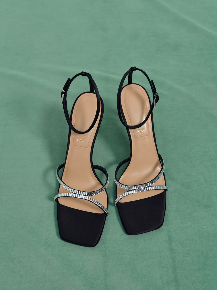 Gi&agrave;y cao g&oacute;t Recycled Polyester Crystal-Embellished Ankle-Stra, Đen họa tiết, hi-res