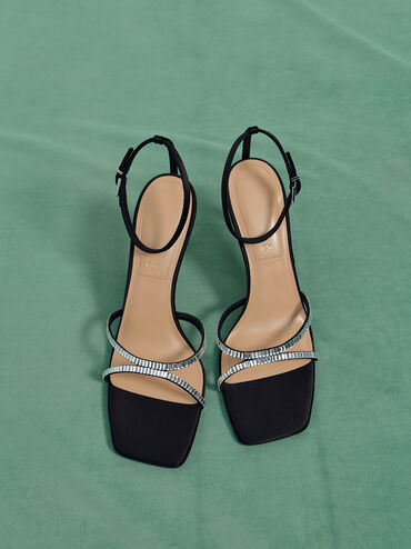 Gi&agrave;y cao g&oacute;t Recycled Polyester Crystal-Embellished Ankle-Stra, Đen họa tiết, hi-res