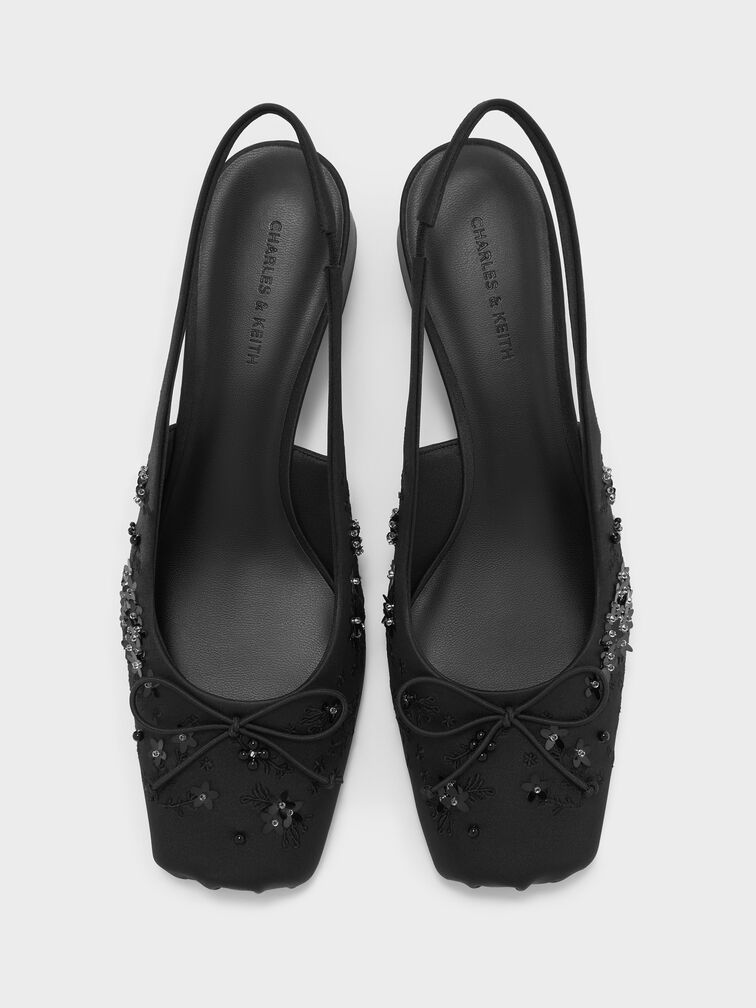 Gi&agrave;y sandals cao g&oacute;t mũi vu&ocirc;ng Sadira, Đen họa tiết, hi-res