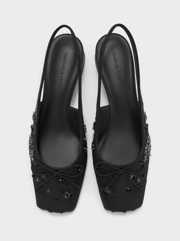 Gi&agrave;y sandals cao g&oacute;t mũi vu&ocirc;ng Sadira, Đen họa tiết, hi-res