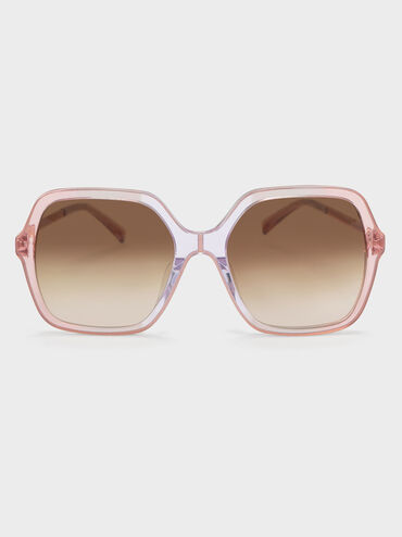 Acetate Braided Temple Butterfly Sunglasses, Pink, hi-res