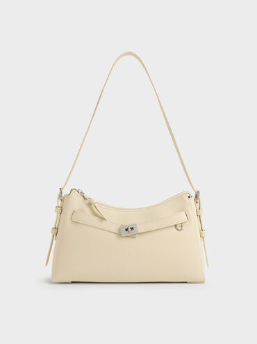 Dinora Belted Shoulder Bag, Chalk, hi-res