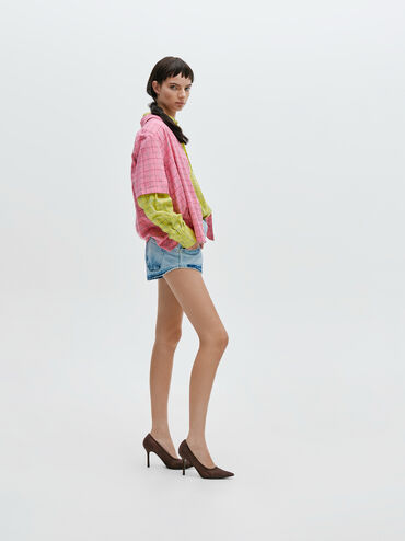 Gi&agrave;y cao g&oacute;t b&iacute;t mũi Lace & Satin, Dark Brown Textured, hi-res