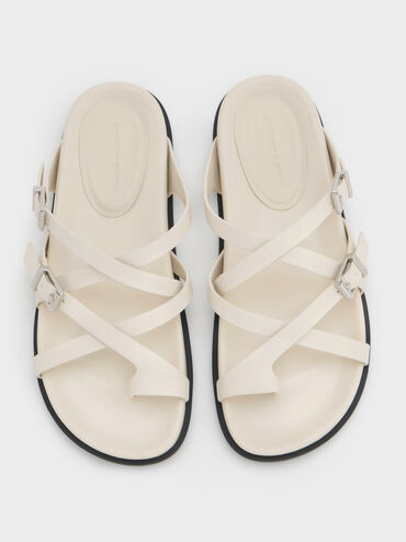Crossover Toe-Ring Sandals, Chalk, hi-res