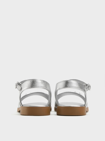 Girls' Erinna Metallic-Accent Sandals, Silver, hi-res