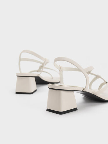 Giày sandals cao gót quai kẹp Asymmetric Interwoven, Phấn, hi-res