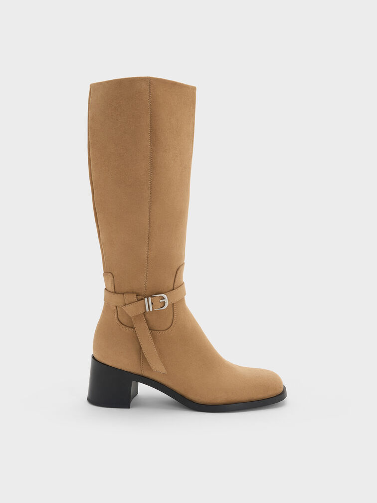 Eliza Faux Suede Knee-High Boots, Sand, hi-res