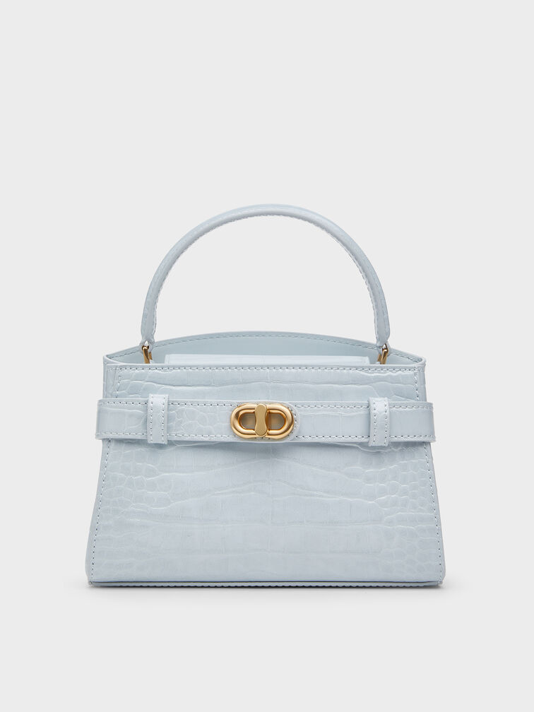Aubrielle Croc-Effect Top Handle Bag, Sea Salt Blue, hi-res