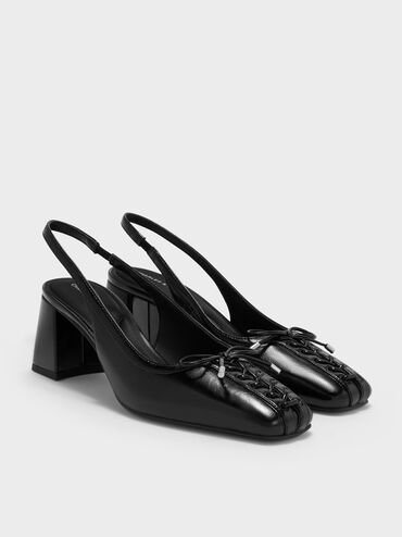 Gi&agrave;y sandals cao g&oacute;t mũi vu&ocirc;ng, Đen, hi-res