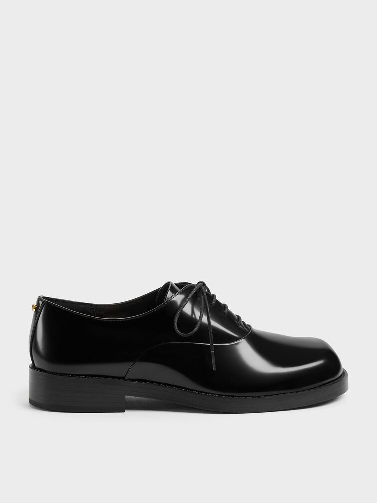 Daena Leather Oxfords, Black Boxed, hi-res
