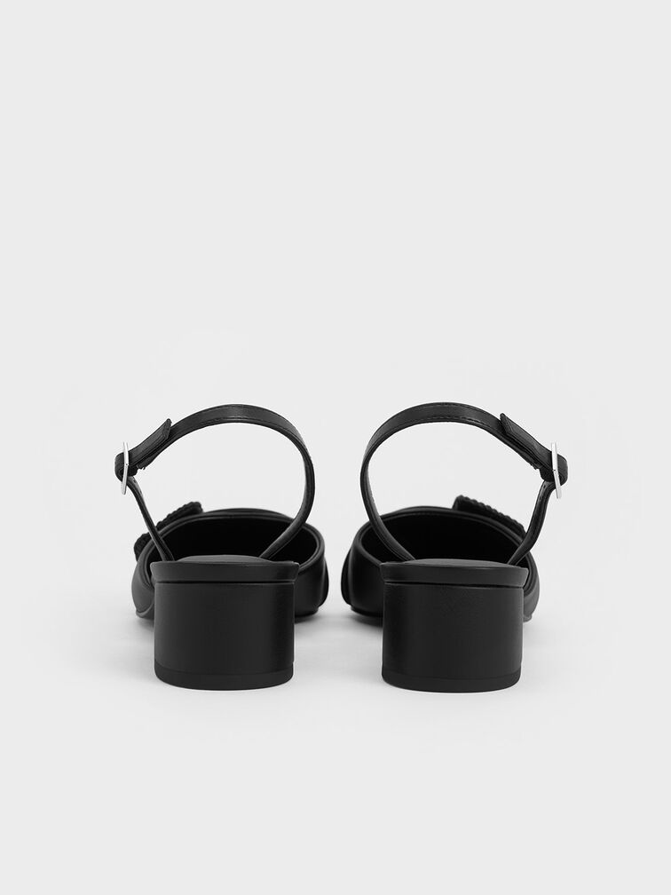 Giày cao gót mũi nhọn Woven-Buckle, Đen, hi-res