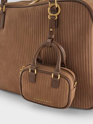 Móc khoá hình túi Sianna Corduroy, Nâu mocha, hi-res