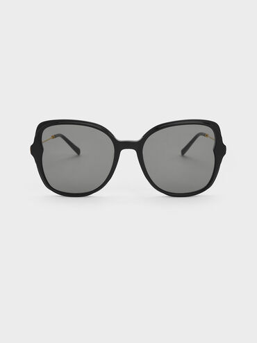 K&iacute;nh m&aacute;t gọng c&aacute;nh bướm Oversized Recycled Acetate, Đen, hi-res