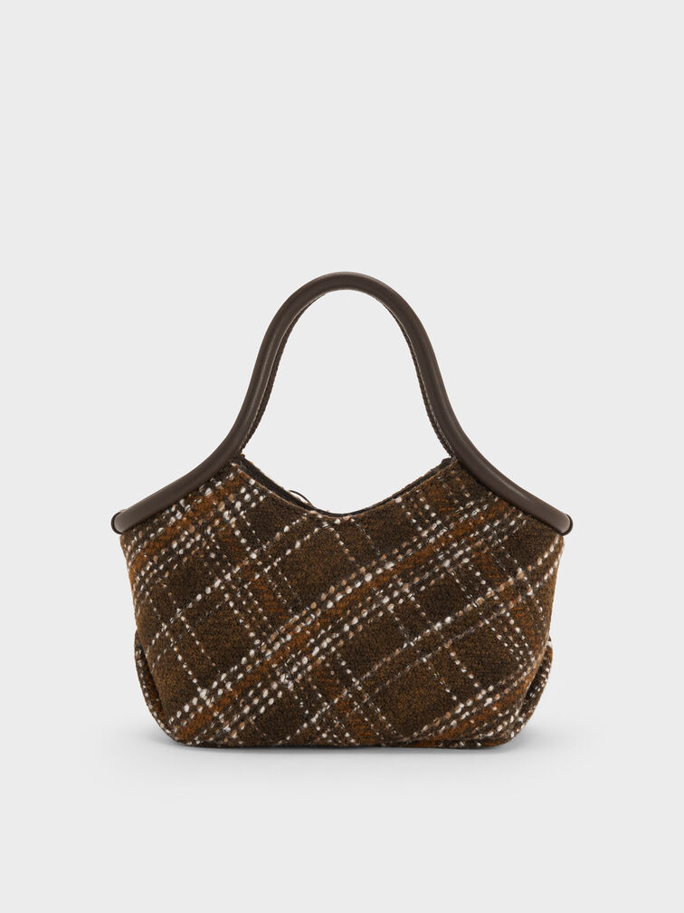 Hazel Checkered Bow Tubular Top Handle Bag, Multi, hi-res