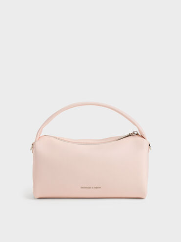 Reese Ruched Bow Top Handle Bag, Soft Pink, hi-res
