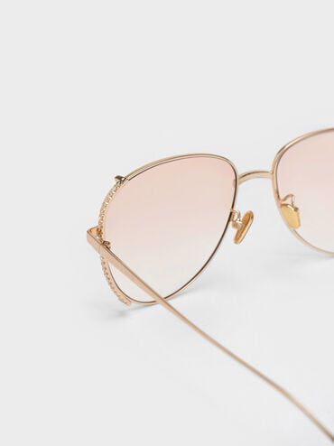 K&iacute;nh m&aacute;t gọng phi c&ocirc;ng Gem-Embellished Wireframe Aviator, Kem, hi-res