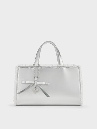 T&uacute;i x&aacute;ch phom chữ nhật Raina Metallic, Bạc, hi-res