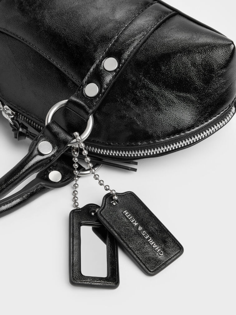 Tatiana Studded Bowling Bag, Noir, hi-res