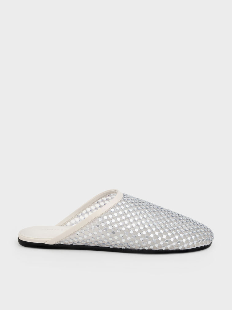 Gi&agrave;y mules đế bệt Maggie, Trắng, hi-res
