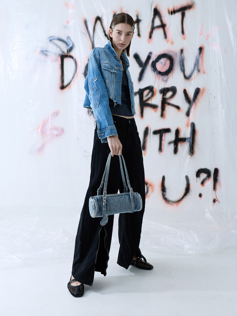 T&uacute;i đeo vai d&aacute;ng d&agrave;i Rey Denim, Xanh denim, hi-res