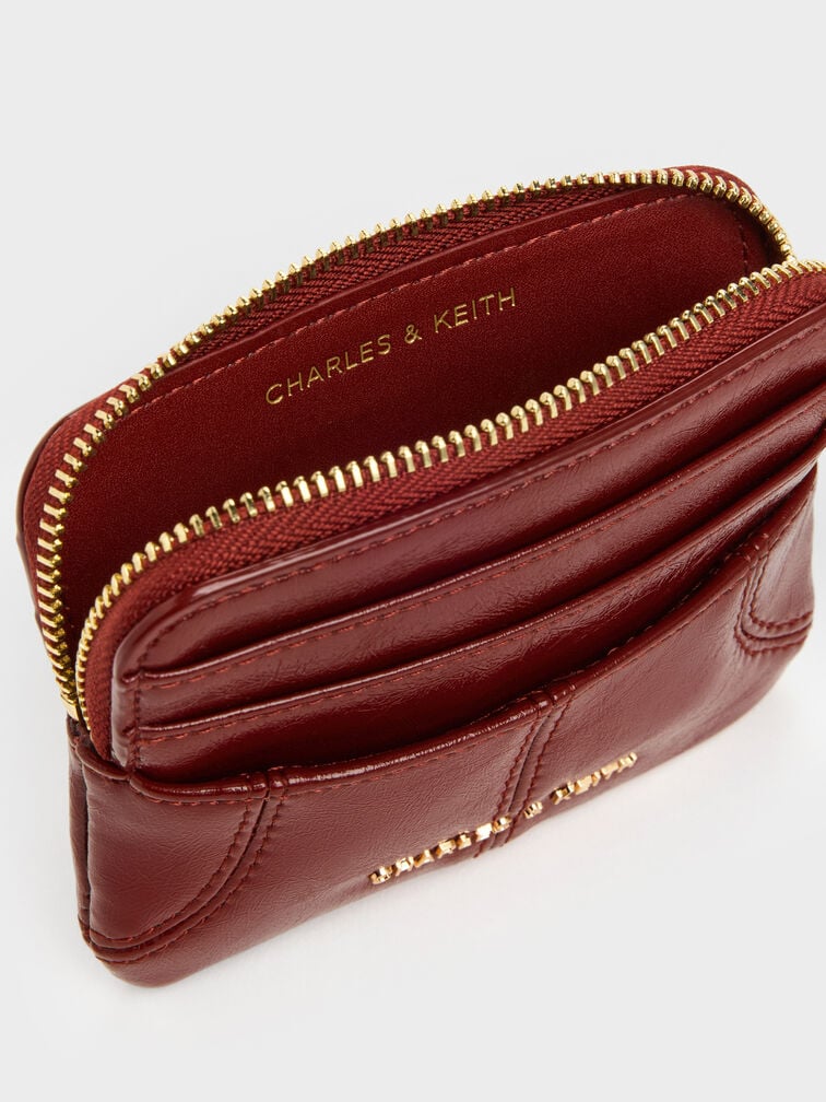 Ciara Top-Zip Card Holder, Burgundy, hi-res