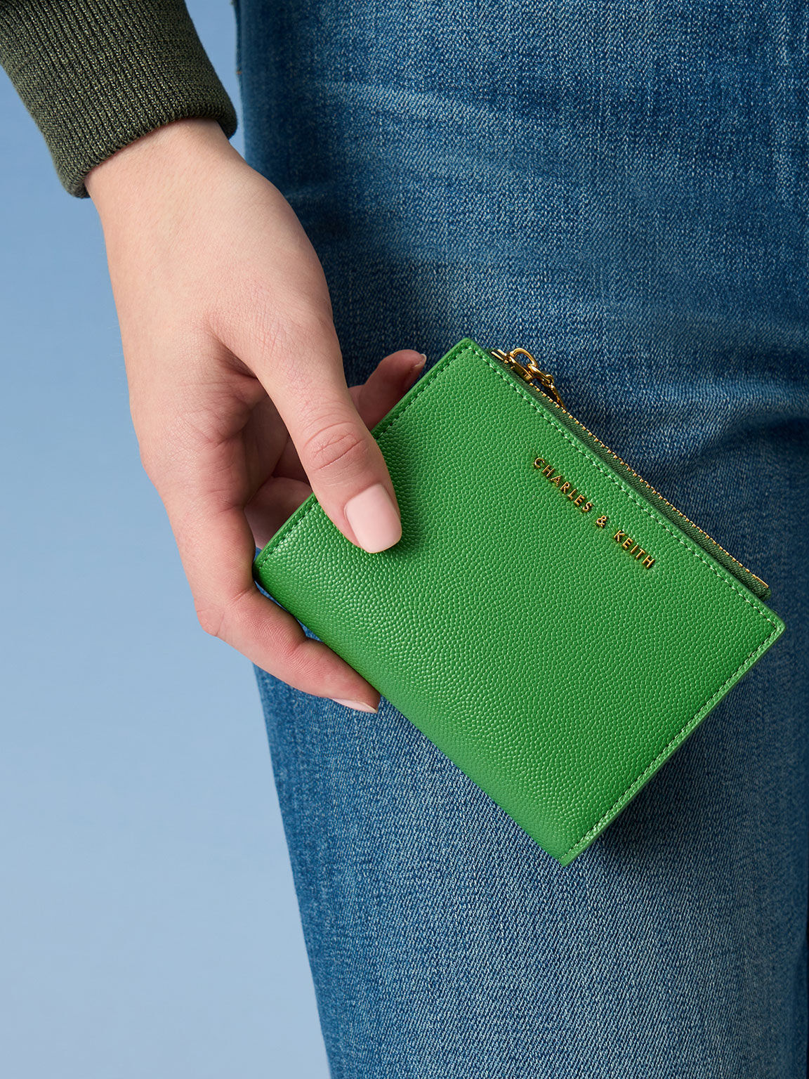 Mini Top Zip Small Wallet, Green, hi-res