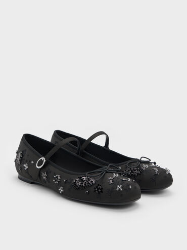 Gi&agrave;y b&uacute;p b&ecirc; đ&iacute;nh sequin Sadira, Đen họa tiết, hi-res
