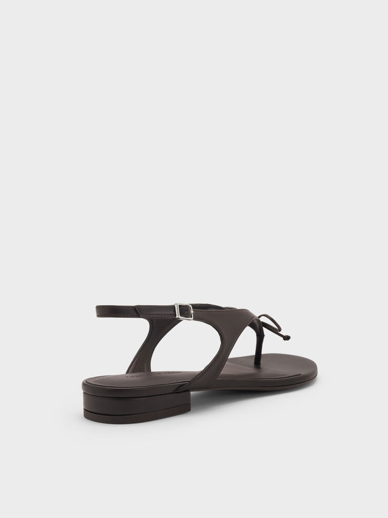 Gi&agrave;y sandals đế thấp đ&iacute;nh nơ, N&acirc;u đậm, hi-res