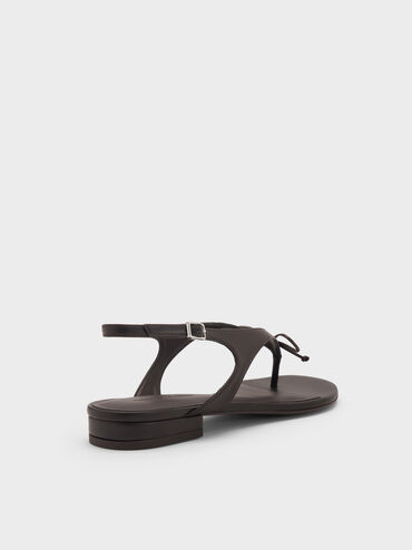 Gi&agrave;y sandals đế thấp đ&iacute;nh nơ, N&acirc;u đậm, hi-res