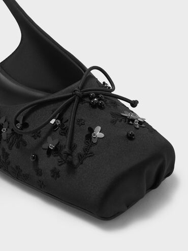 Gi&agrave;y sandals cao g&oacute;t mũi vu&ocirc;ng Sadira, Đen họa tiết, hi-res