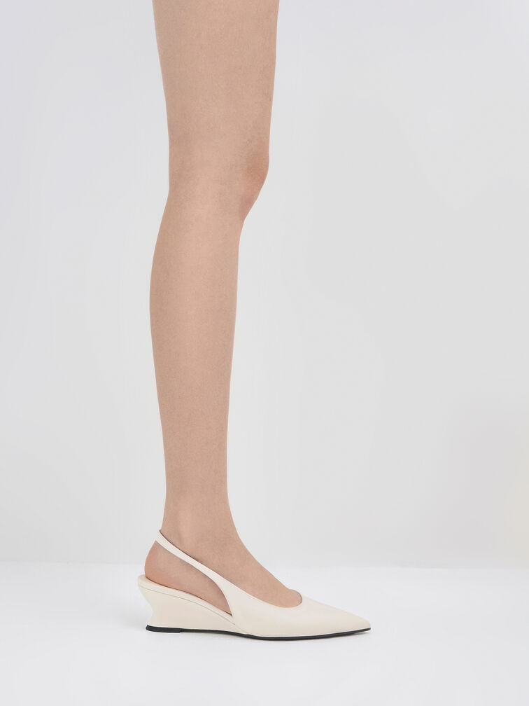 Giày đế xuồng mũi nhọn Sculptural-Heel, Phấn, hi-res