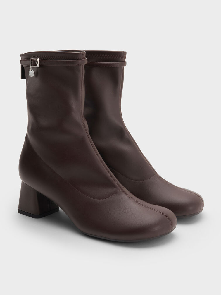 Belted Block-Heel Ankle Boots, Dark Brown, hi-res