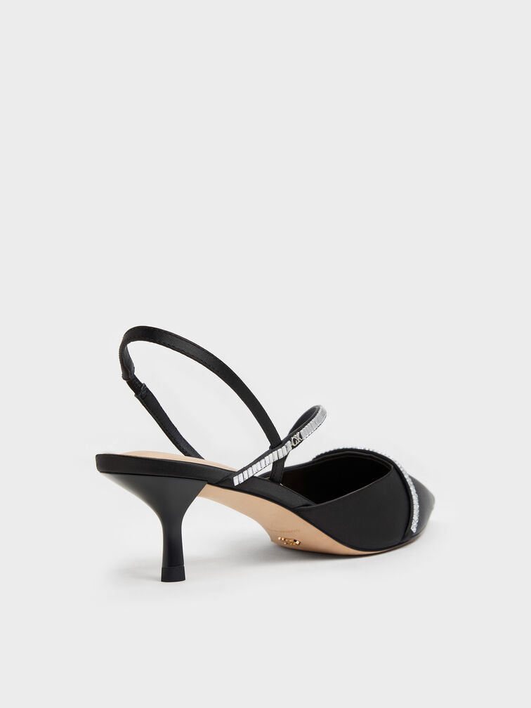 Gi&agrave;y sandals cao g&oacute;t mũi nhọn, Đen họa tiết, hi-res