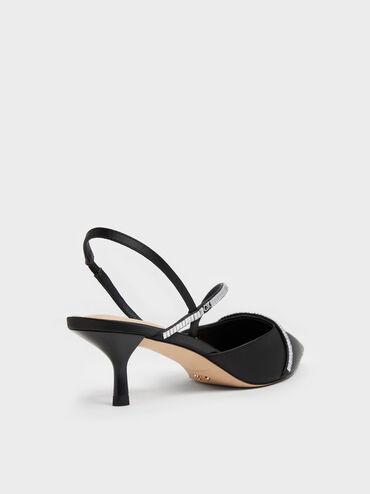 Gi&agrave;y sandals cao g&oacute;t mũi nhọn, Đen họa tiết, hi-res