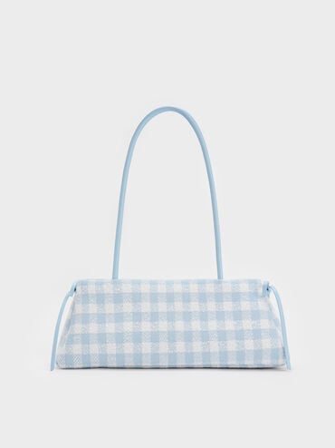 T&uacute;i đeo vai h&igrave;nh chữ nhật Hazel Gingham, Gingham Blue, hi-res