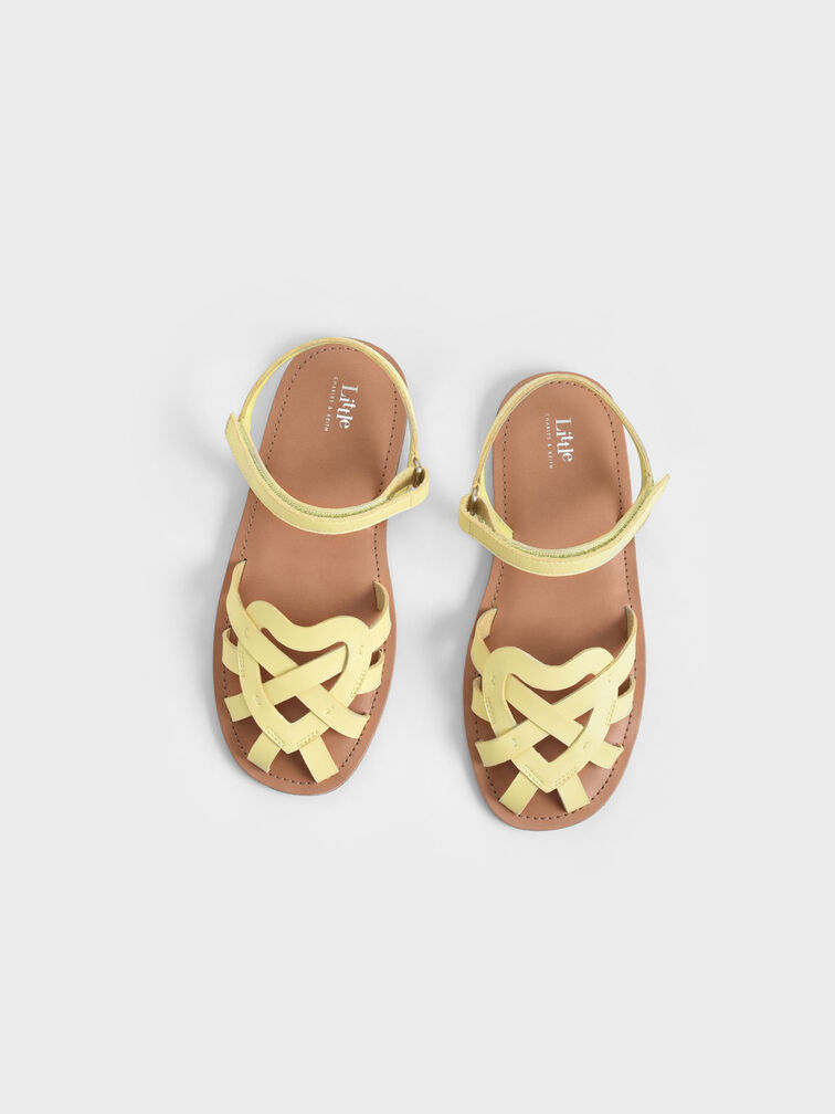 Giày sandals trẻ em Caged Ankle Strap, Vàng, hi-res