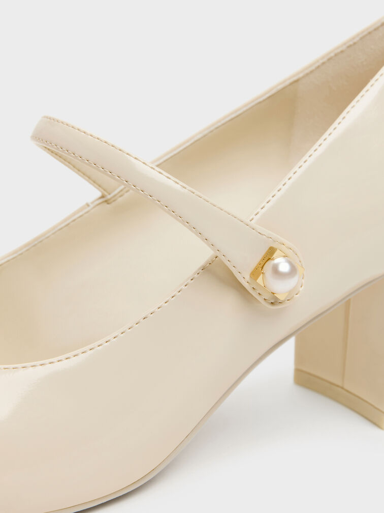 Marie Pearl Mary Jane Pumps, Cream, hi-res