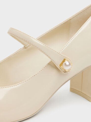 Marie Pearl Mary Jane Pumps, Cream, hi-res