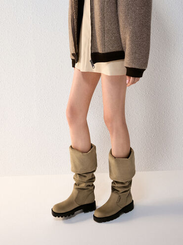 Gi&agrave;y boots cổ cao Camilla, Khaki, hi-res