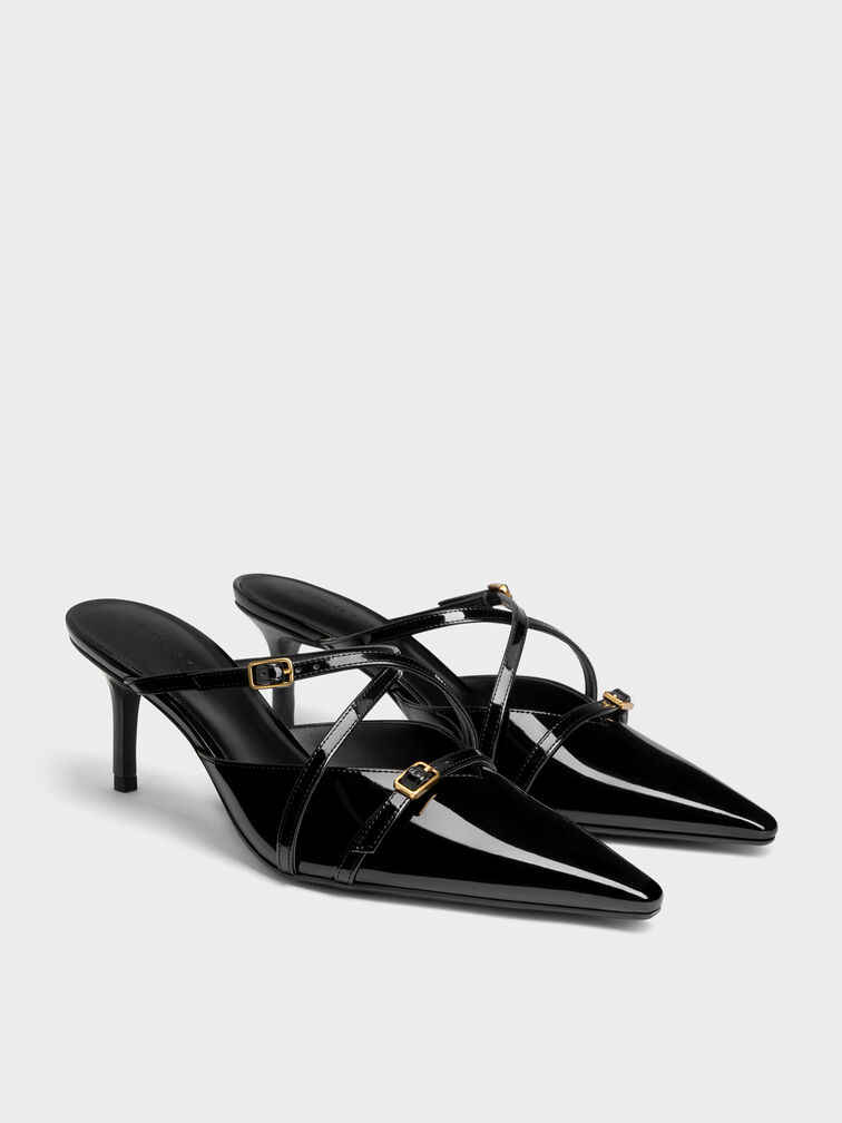 Gi&agrave;y mules cao g&oacute;t Maybelle, Đen b&oacute;ng, hi-res