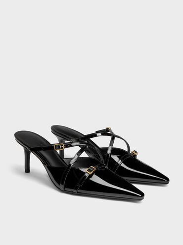 Gi&agrave;y mules cao g&oacute;t Maybelle, Đen b&oacute;ng, hi-res