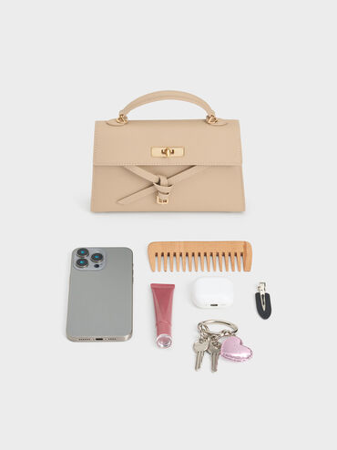 Tricha Knotted-Belt Top Handle Bag, Sand Beige, hi-res