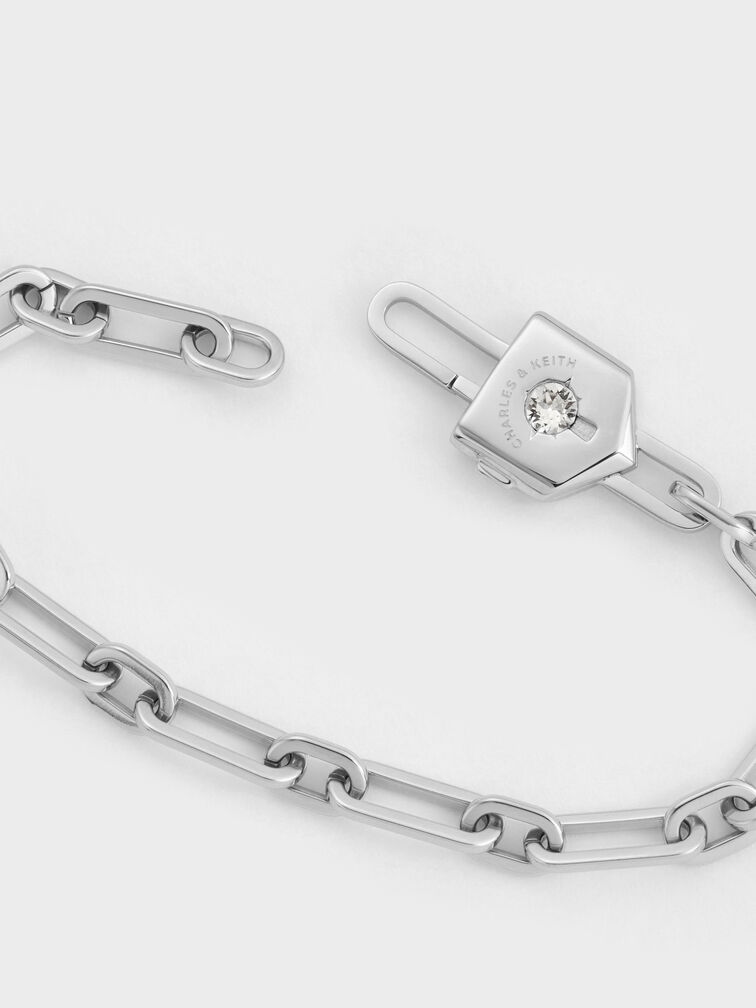 Lownyn Crystal-Lock Chain Bracelet, Silver, hi-res